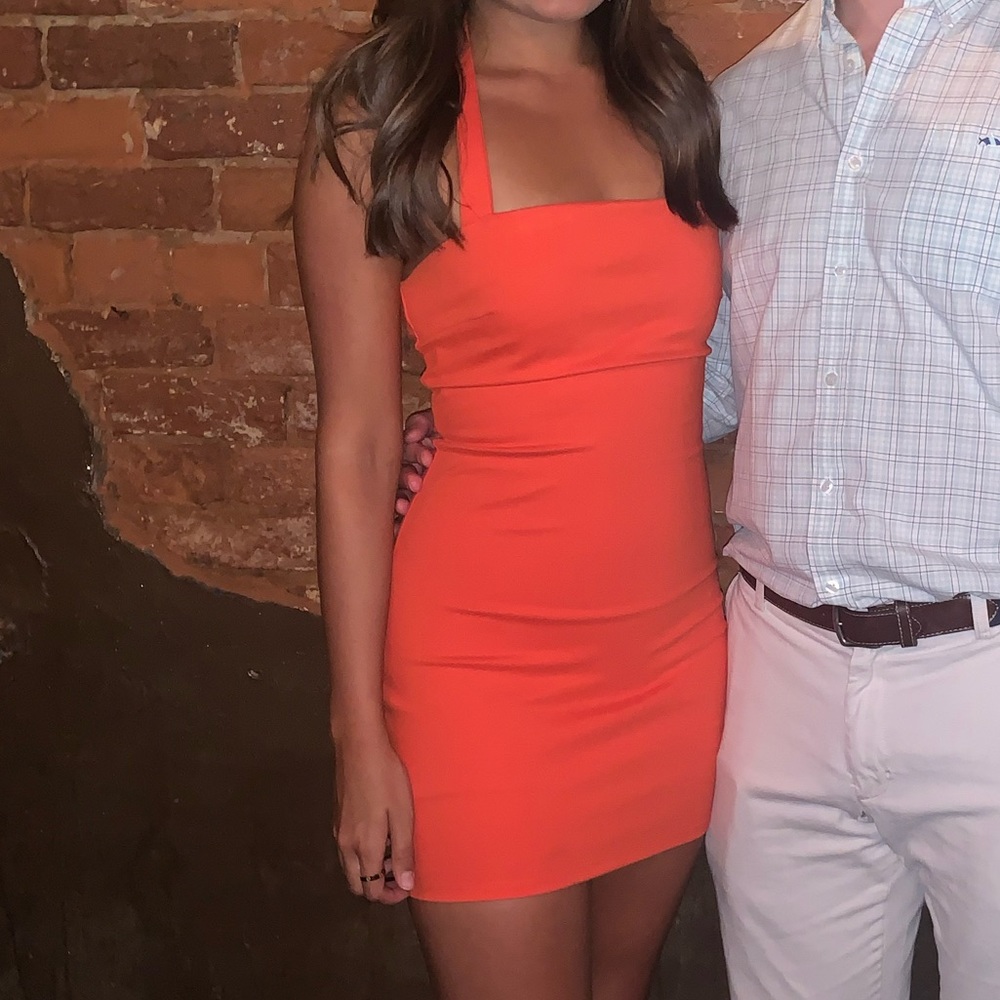 By the Way orange bodycon halter dress size medium
